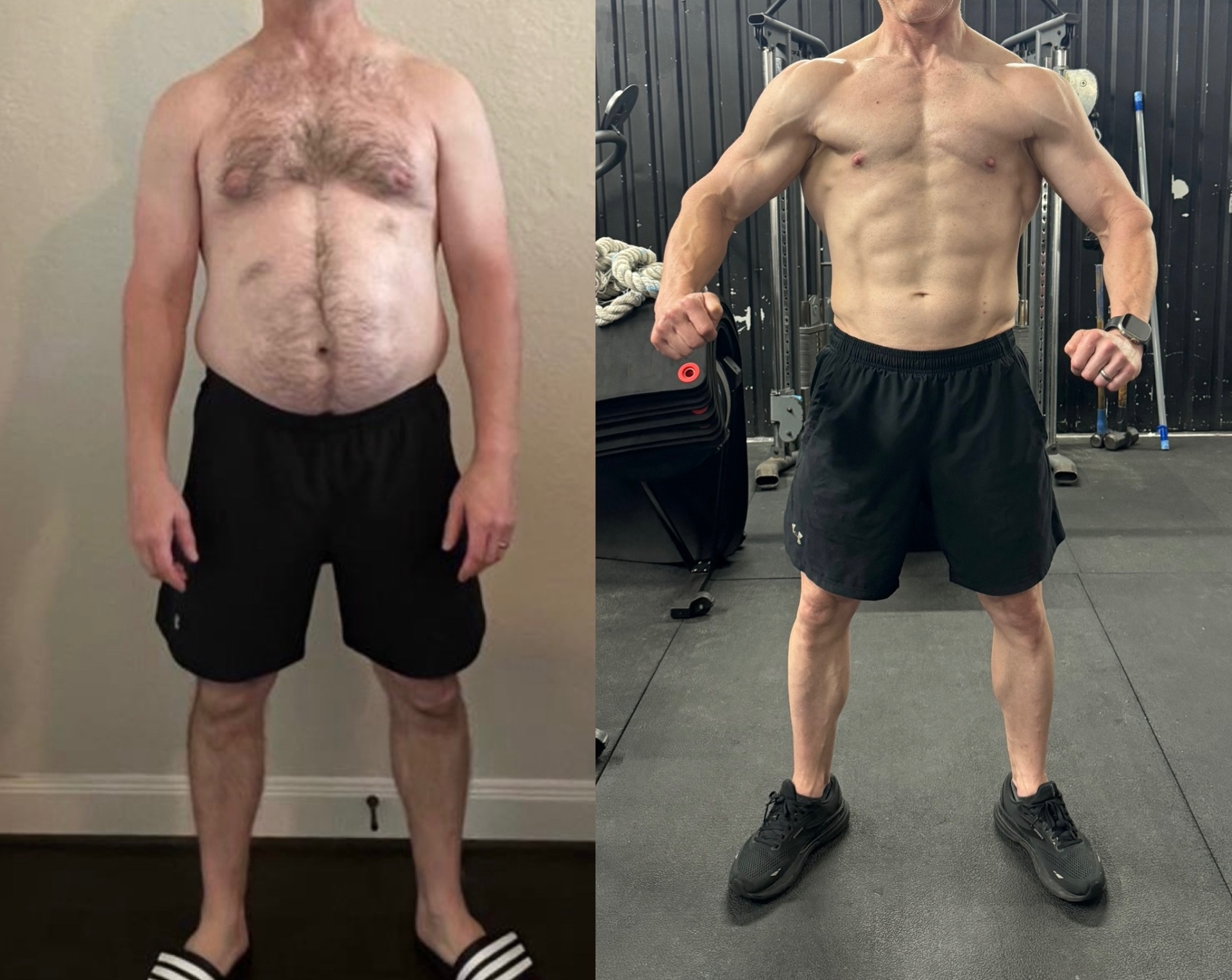 Before and after transformation of an iAMLIFT personal training client in League City, TX (1)